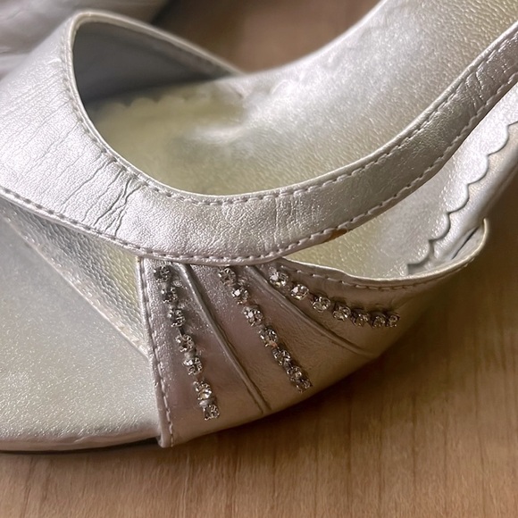 Michael & Bordeaux Silver Cubic Zirconia Slingback Wedge Heel - Picture 2 of 8